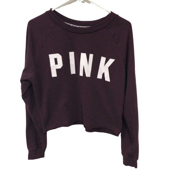 Victoria's Secret Sweaters - Pink‎ Victoria's Secret Women's Cropped Sweater Burgundy Size S Spellout